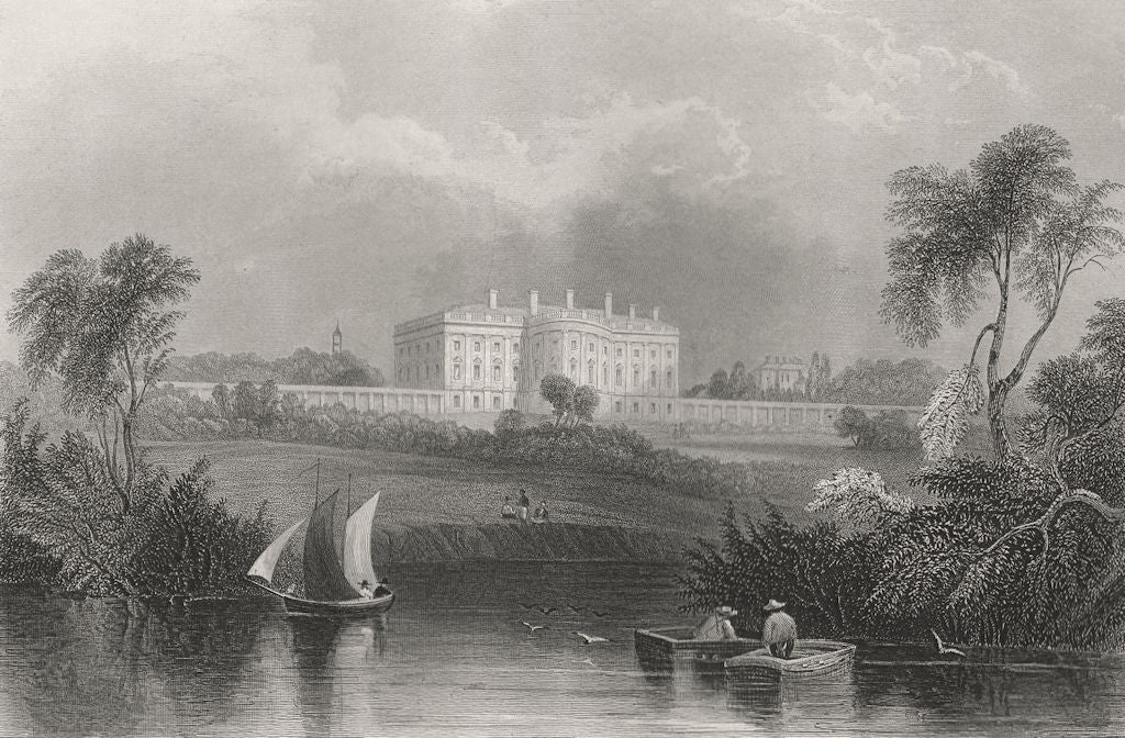 The President's House, from the River, Washington DC. WH BARTLETT 1840 print